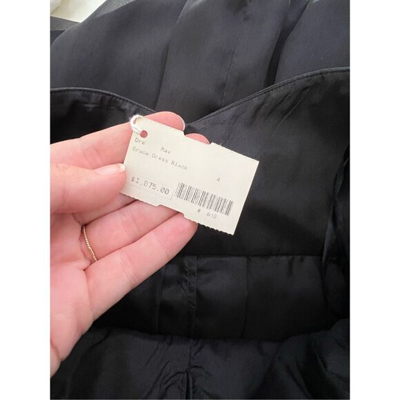 Rebecca Romero Black Silk Peephole Chest Pleated Grace Dress 4 NWT XS Gown Maxi - Picture 5 of 6